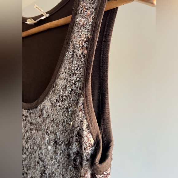 Calvin Klein Womens Brown Sequin Sleeveless Shift Midi Summer Dress Extra Small - Picture 7 of 11